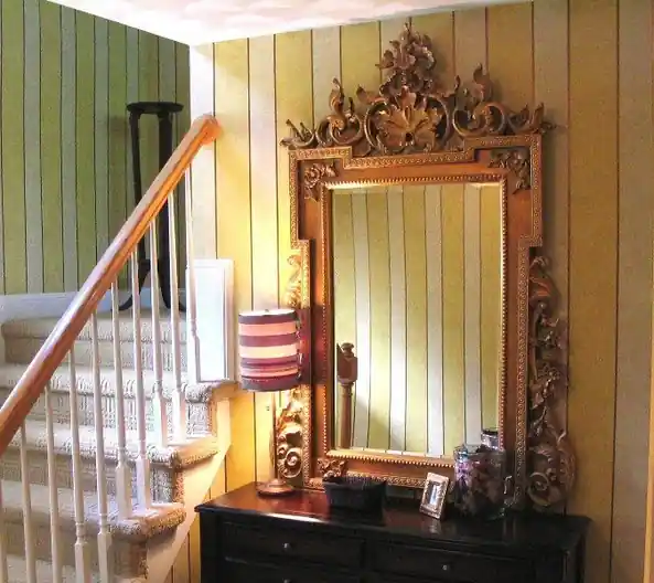 Stair-hall stripes: striping, stair hall, painted by Renaissance Revival Painting