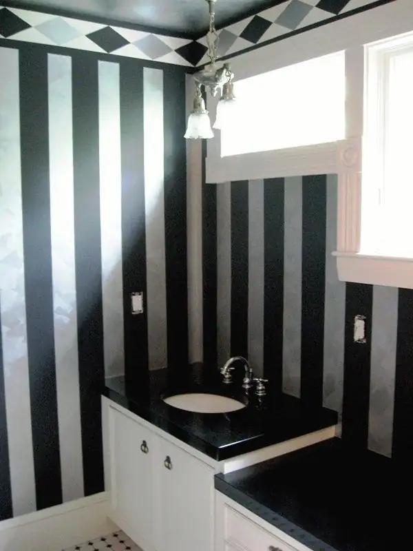 Black and white stripes: striping, bath, painted by Renaissance Revival Painting