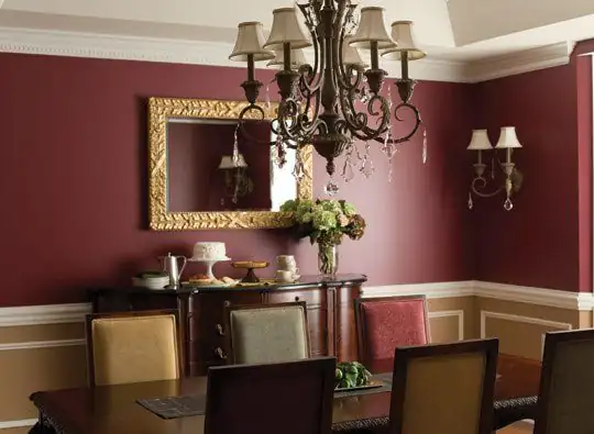 Deep red dining room: interior painting by Renaissance Revival Painting