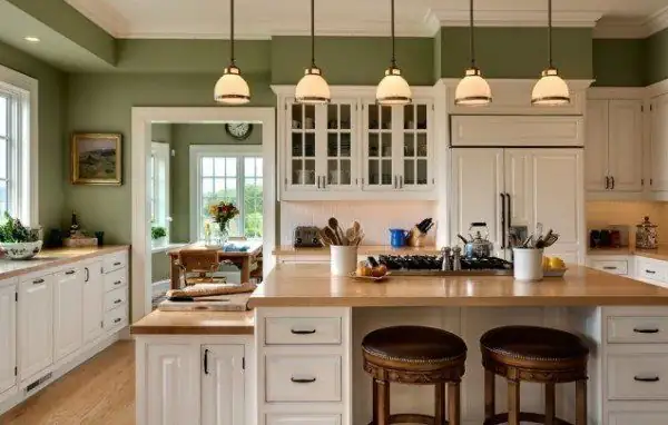 Sage kitchen: interior painting of a kitchen by Renaissance Revival Painting